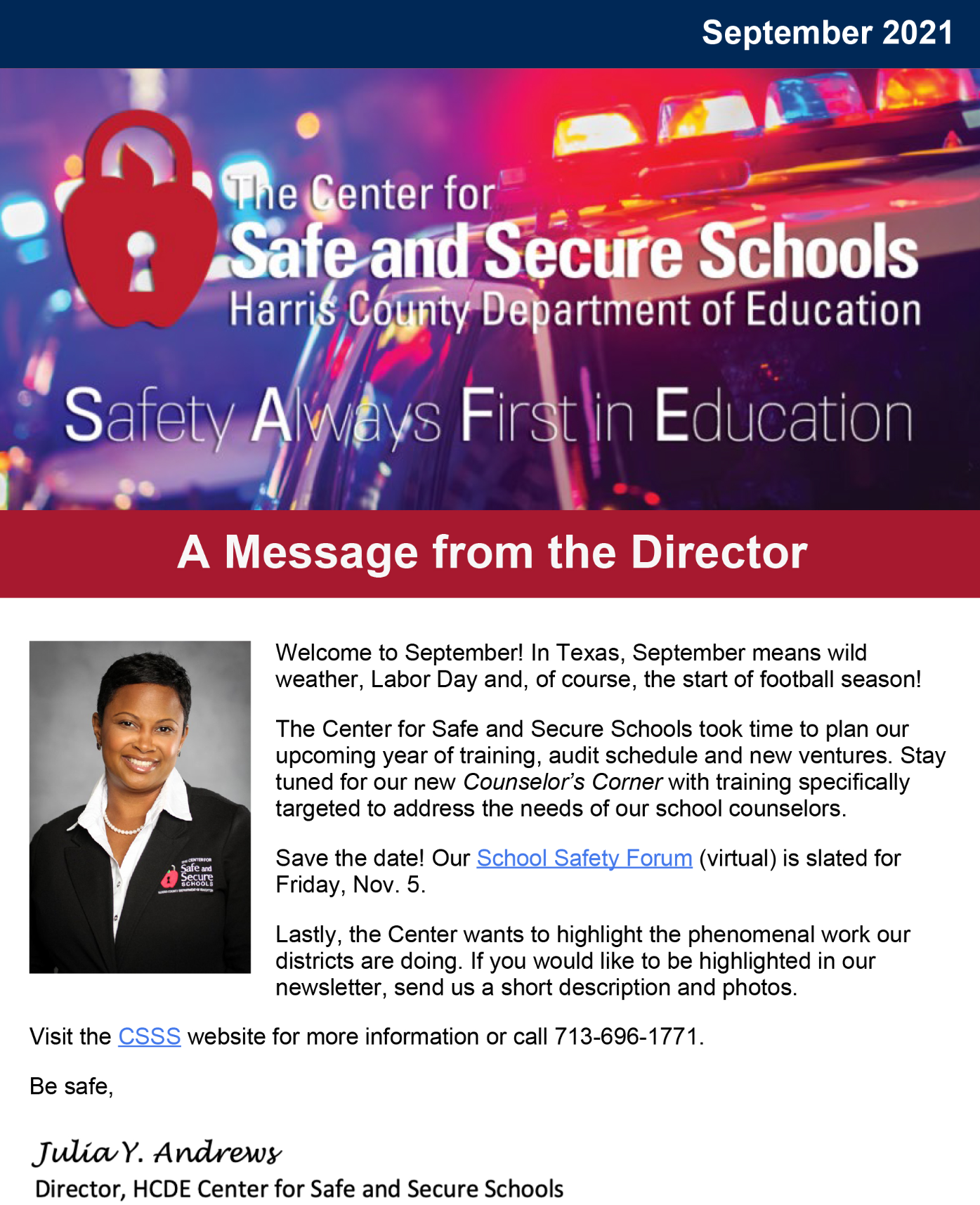 Image of the first page of the newsletter.